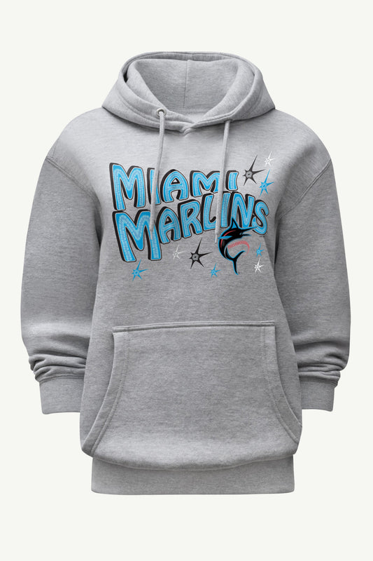 WOMENS MIAMI MARLINS FIREWORKS HOODIE Heather Grey