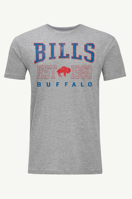 MENS BUFFALO BILLS RETRO T SHIRT Heather Grey